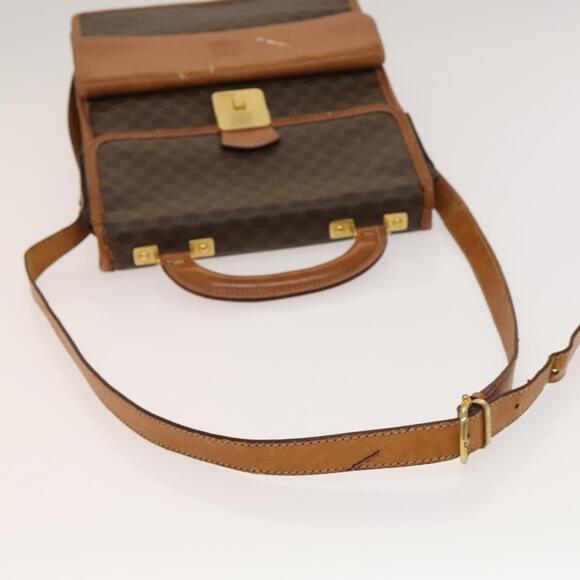 CELINE Macadam Canvas Shoulder Bag Pvc Leather Brown Gold - Picture 7 of 13